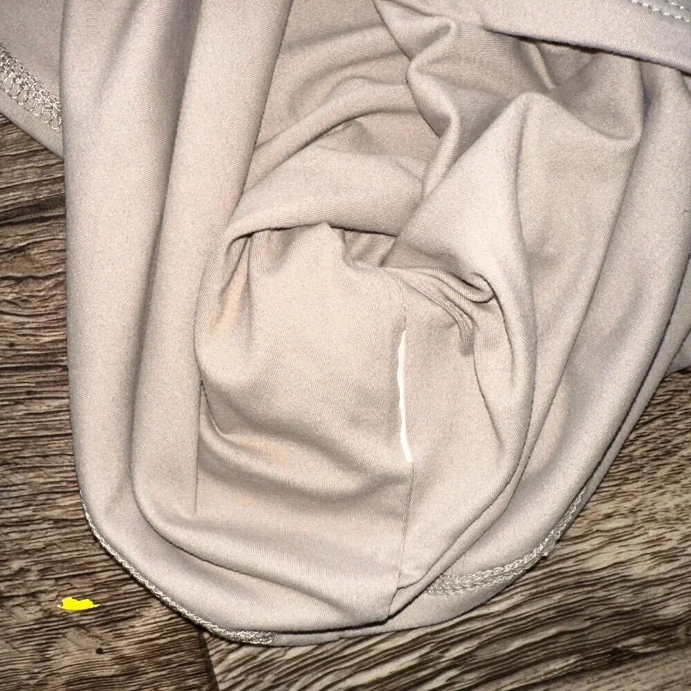 E FAN Medium Women's Taupe Tank Top Buttery Soft High Neck Cropped - Picture 10 of 12
